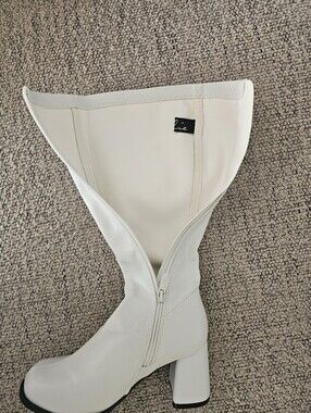 Ellie White Over-the-Knee Block Heel Boots